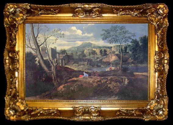 framed  Nicolas Poussin Ideale Landschaft, ta009-2
